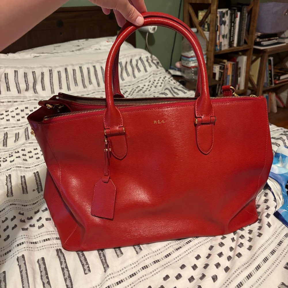 Lauren Ralph Lauren Red Tote Bag